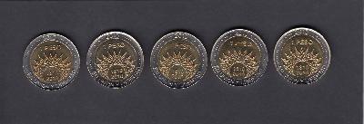 Beschrijving: 5 x 1 Peso BICENTENARO